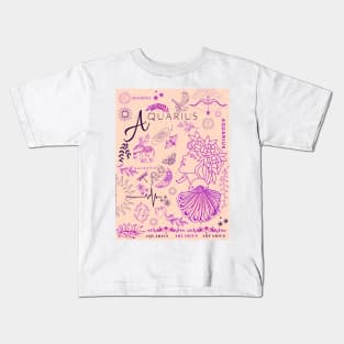 Aquarius Vintage Purple Zodiac Art Horoscope Design Kids T-Shirt